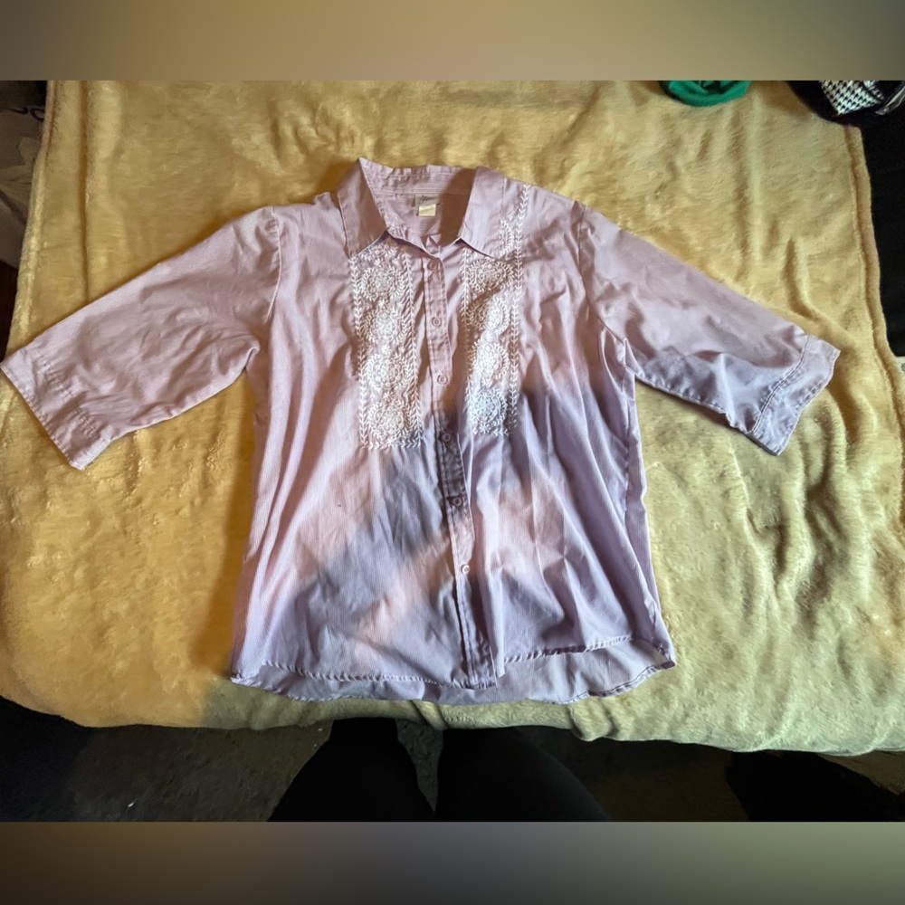 Purple Button Up Short Sleeve Shirt
